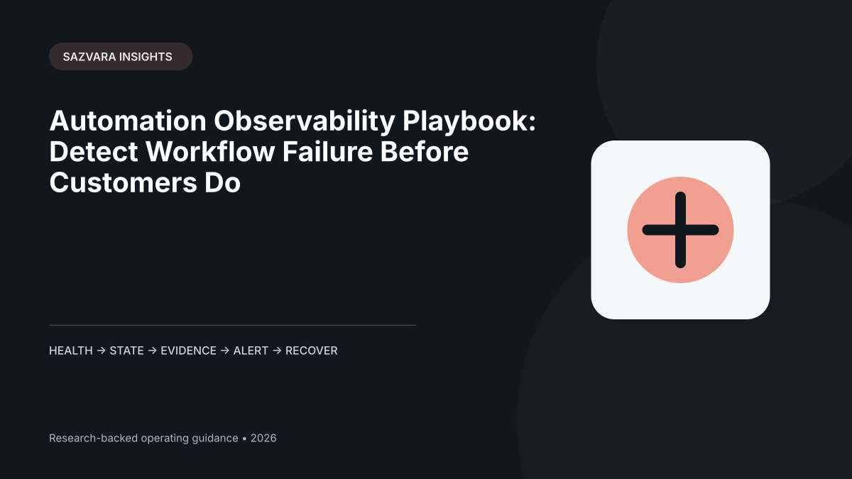 Automation Observability Playbook: Detect Workflow Failure Before Customers Do — Sazvara editorial illustration