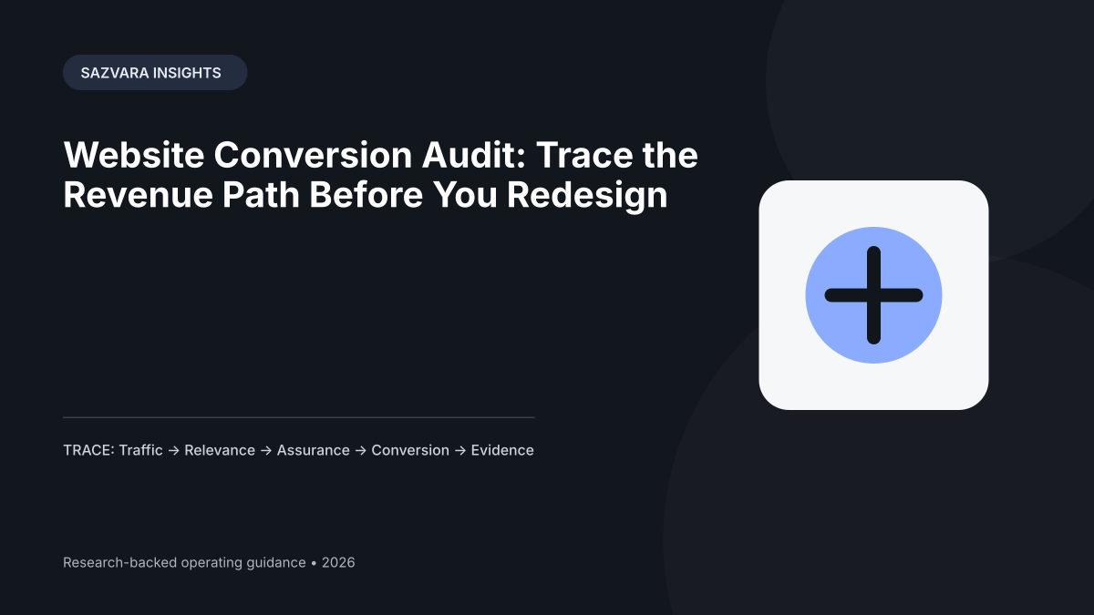 Website Conversion Audit: Trace the Revenue Path Before You Redesign — Sazvara editorial illustration